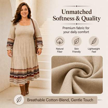Women's Boho Square Neck Tiered Dress