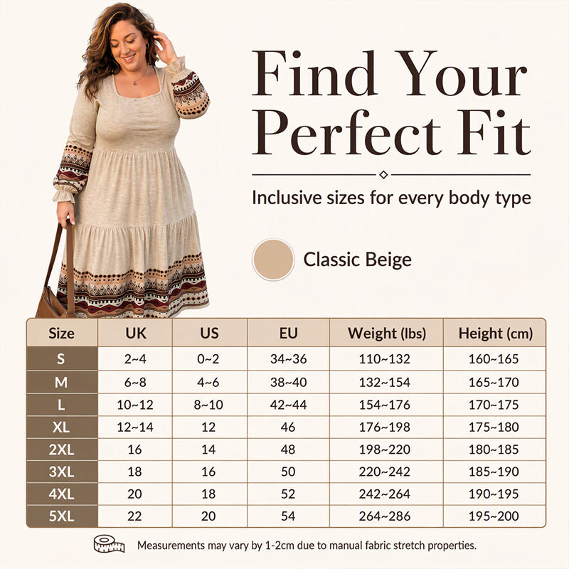 Women's Boho Square Neck Tiered Dress