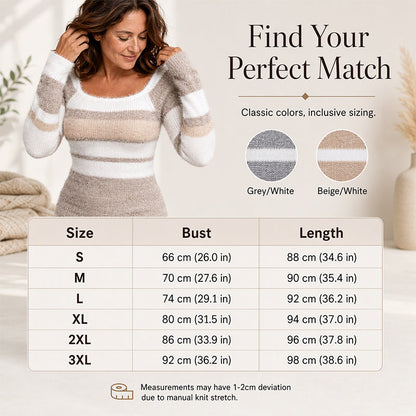Women's Chic Striped Square Neck Bodycon Dress