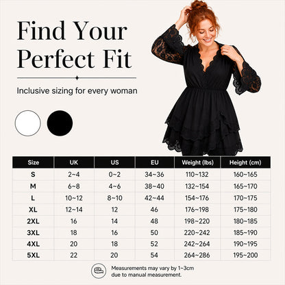 Women's Chic V-Neck Lace Trim Mini Dress