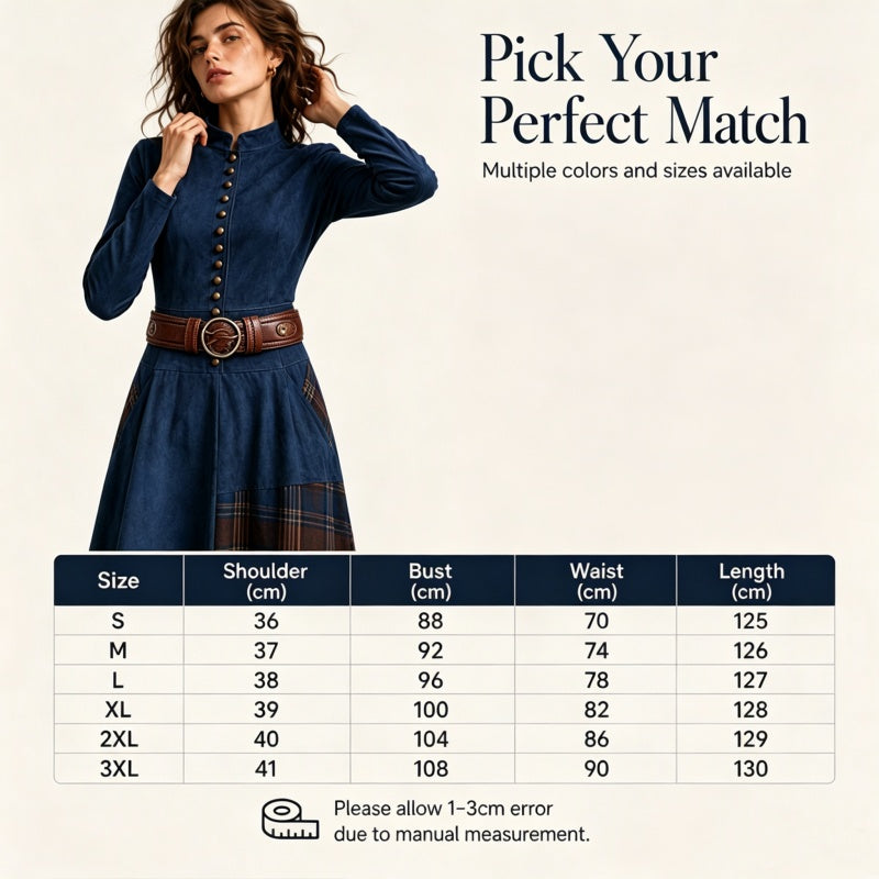 Women's Faux Suede Plaid Patchwork Dress