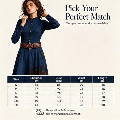 Women's Faux Suede Plaid Patchwork Dress