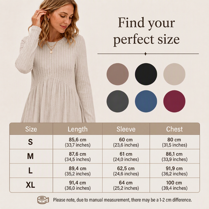 Women's Ribbed Knit A-Line Midi Dress