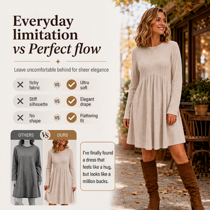Women's Ribbed Knit A-Line Midi Dress