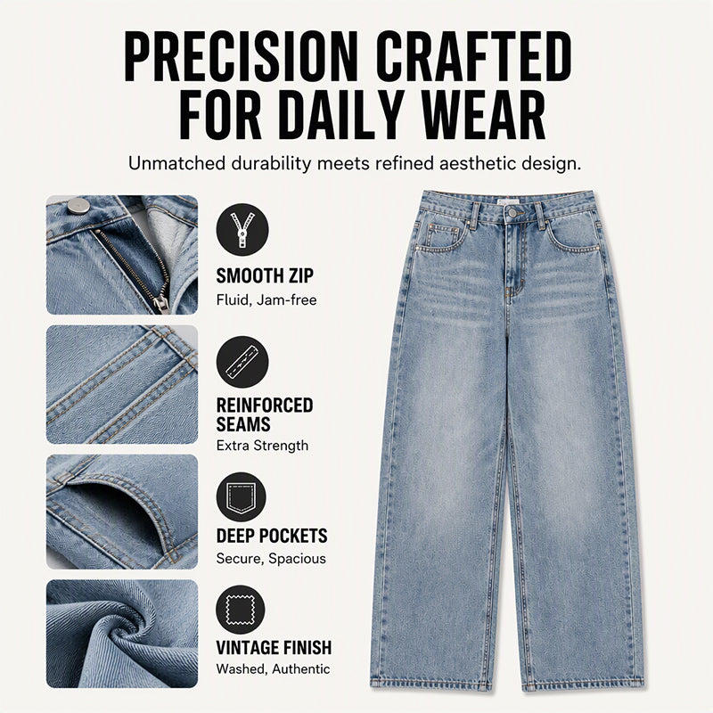 Men's Retro Distressed Wide-Leg Jeans