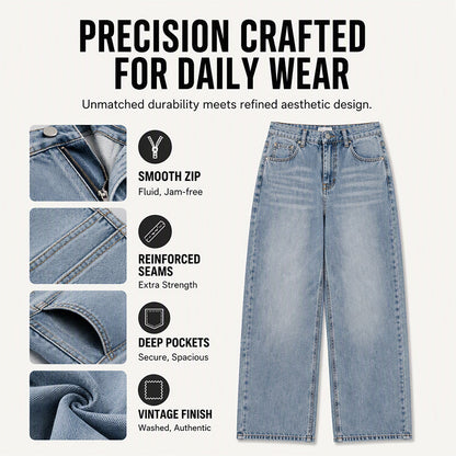 Men's Retro Distressed Wide-Leg Jeans