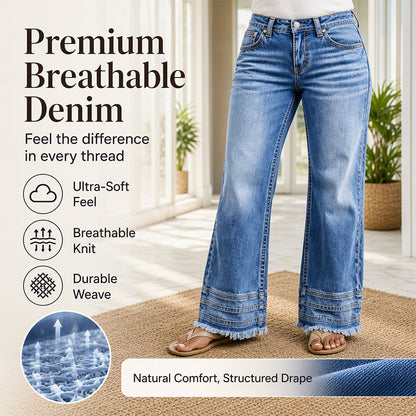 Women's Vintage Wide-Leg Jeans with Raw Hem
