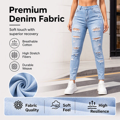 Women's Stretchy Distressed Slim Fit Jeans