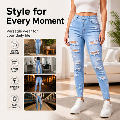 Women's Stretchy Distressed Slim Fit Jeans