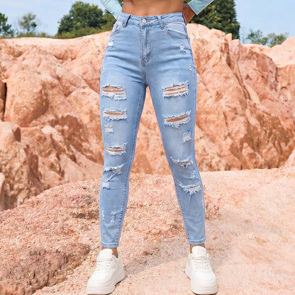 Women's Stretchy Distressed Slim Fit Jeans