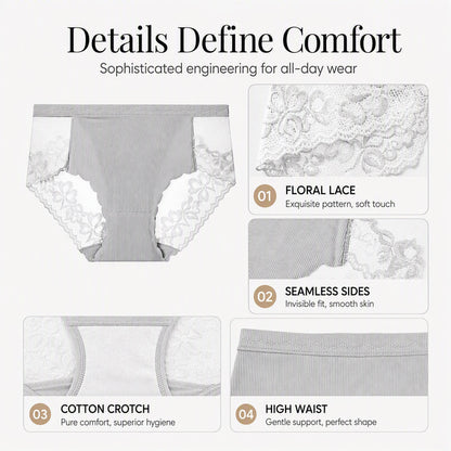 Women's High-Waist Sexy Lace Mesh Briefs