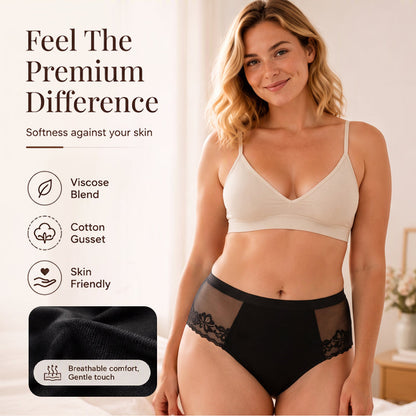 Women's High-Waist Sexy Lace Mesh Briefs