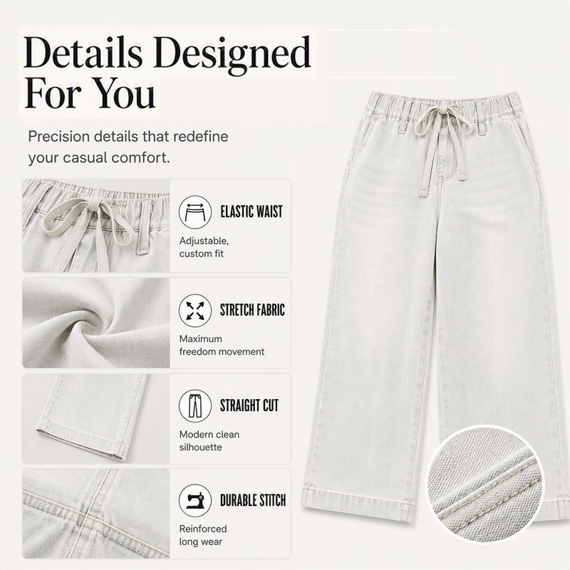 Women's Elastic Waist Drawstring Cropped Jeans