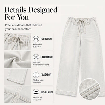 Women's Elastic Waist Drawstring Cropped Jeans