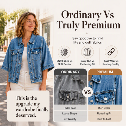 Women's Loose Cropped Denim Jacket