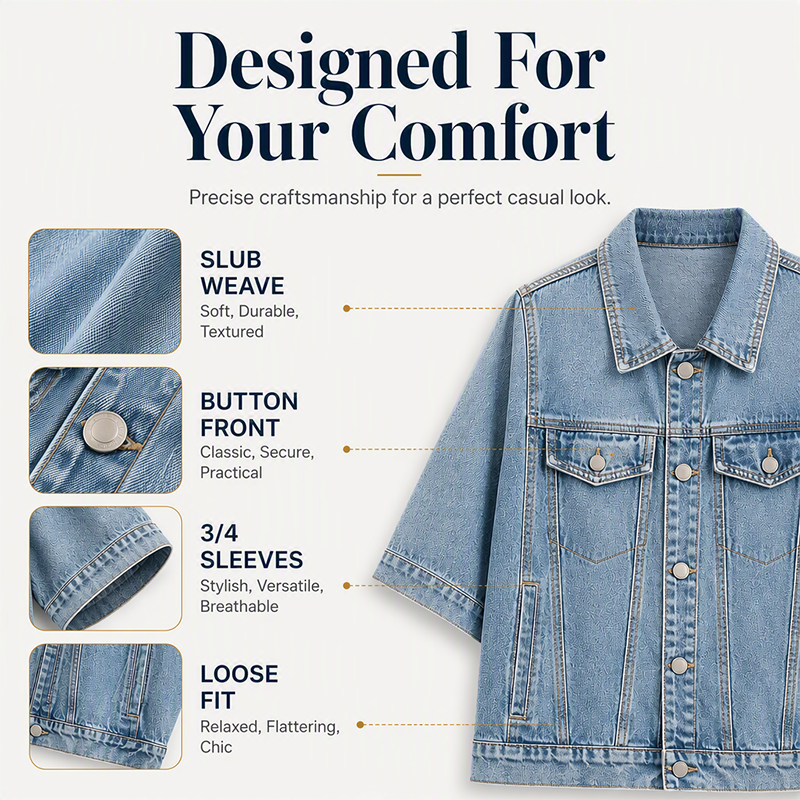 Women's Loose Cropped Denim Jacket