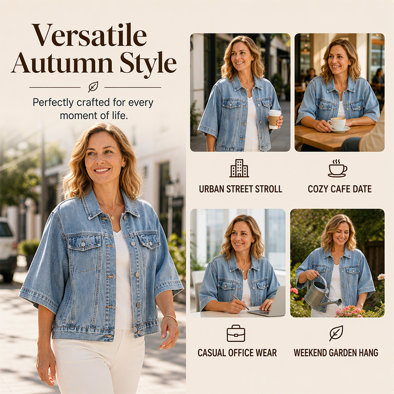 Women's Loose Cropped Denim Jacket