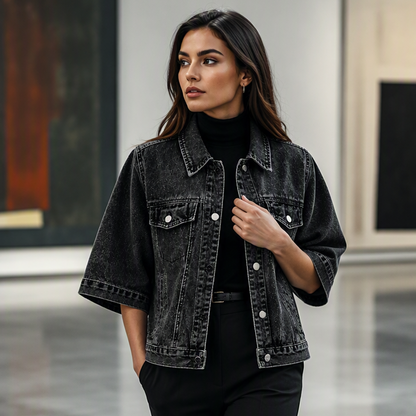 Women's Loose Cropped Denim Jacket