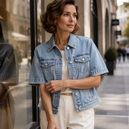 Women's Loose Cropped Denim Jacket